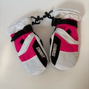 SWANY Junior S 5-6 X-OVER Mittens Gloves White Black Pink Snow Ski Winter Warm